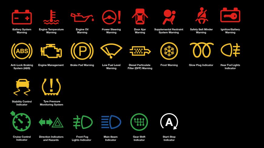 Car dashboard warning lights